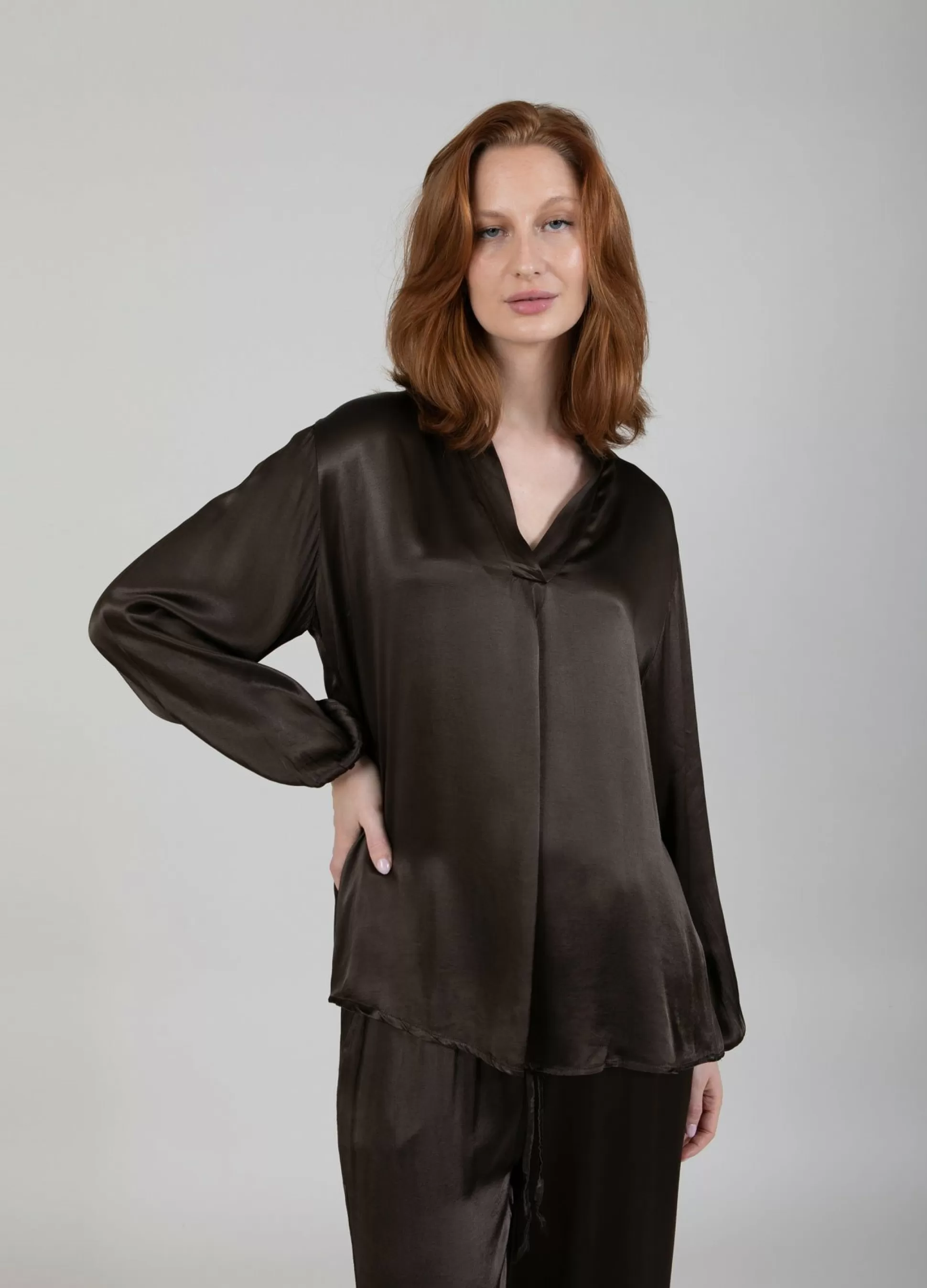 Coster Copenhagen Blouse In Viscose Dark Brown Outlet