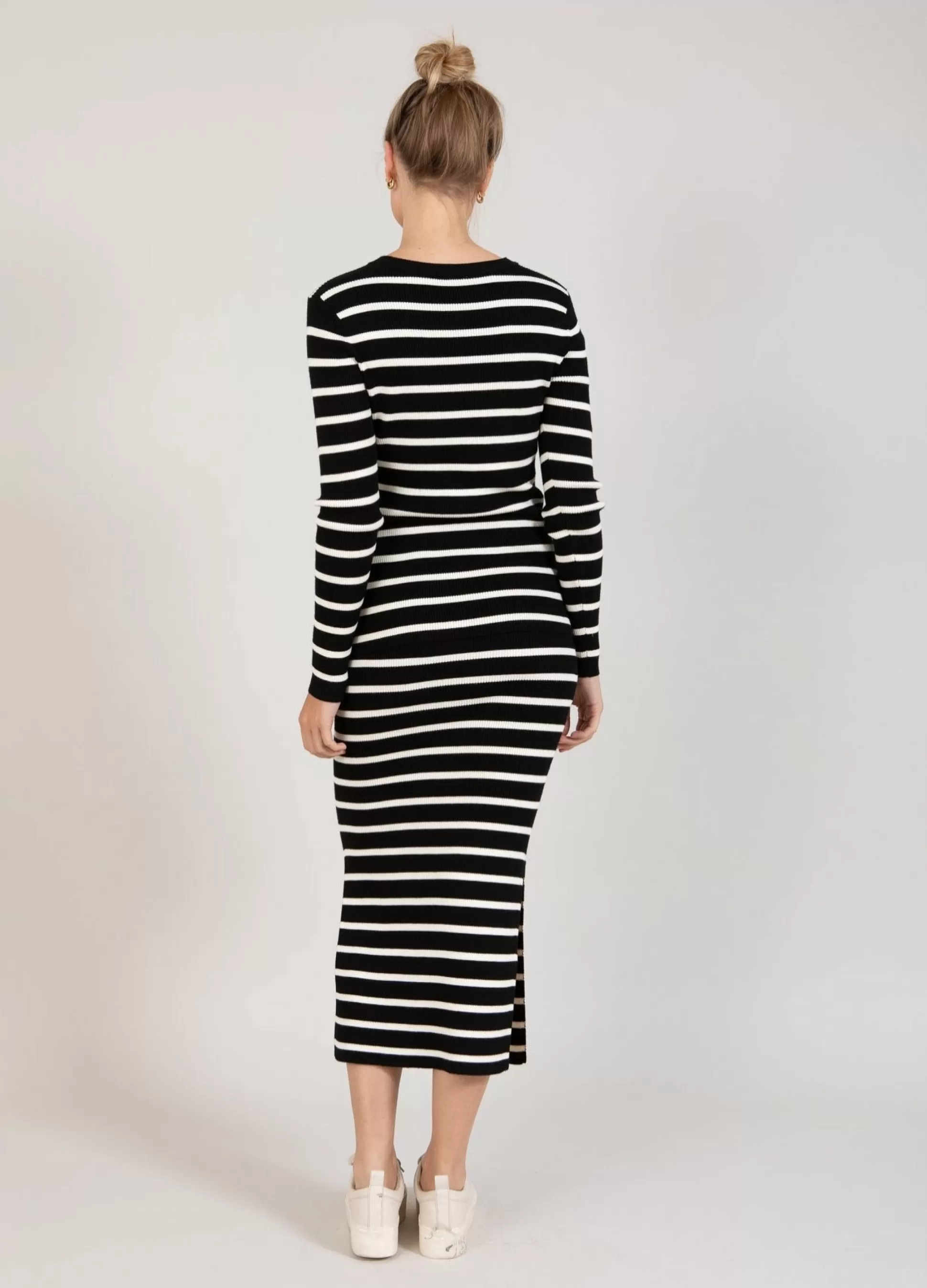 Coster Copenhagen Cc Heart Elena Knit Skirt Black/Creme Stripes Online