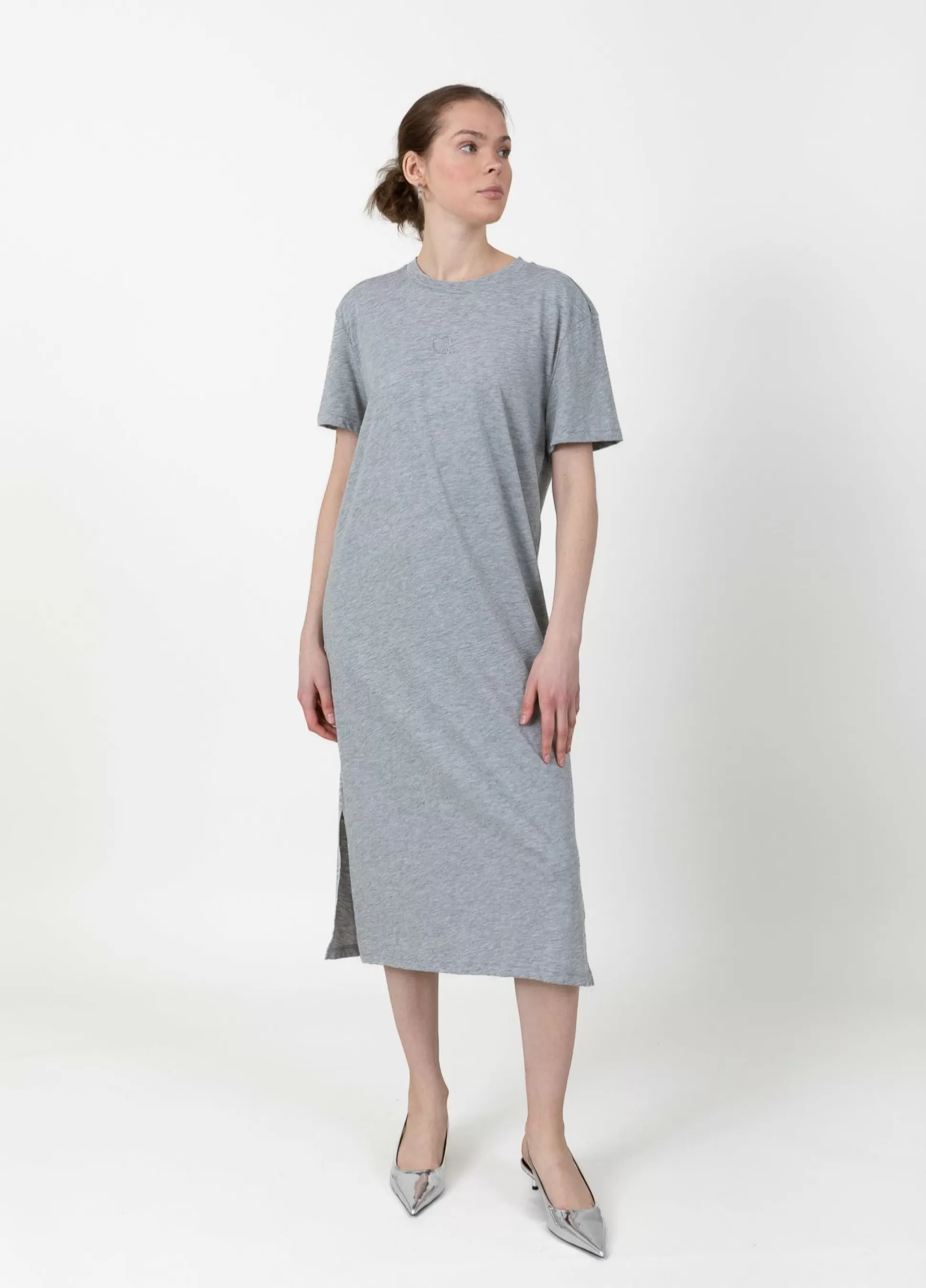 Coster Copenhagen Cc Heart Logo T-Shirt Dress Light Grey Melange Cheap