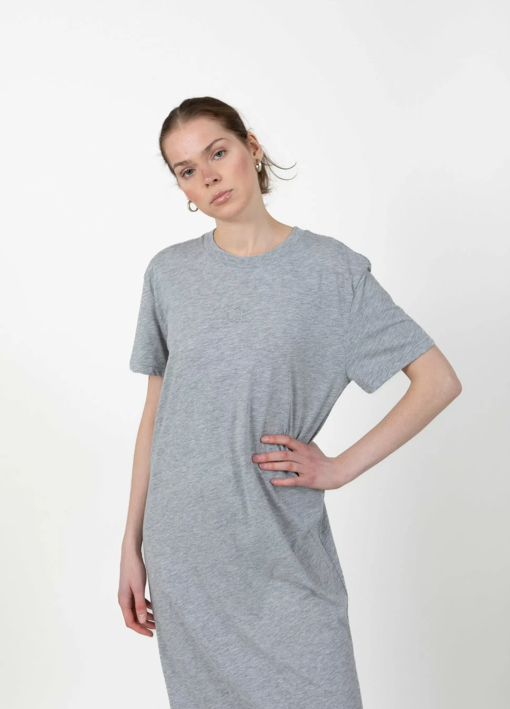 Coster Copenhagen Cc Heart Logo T-Shirt Dress Light Grey Melange Cheap