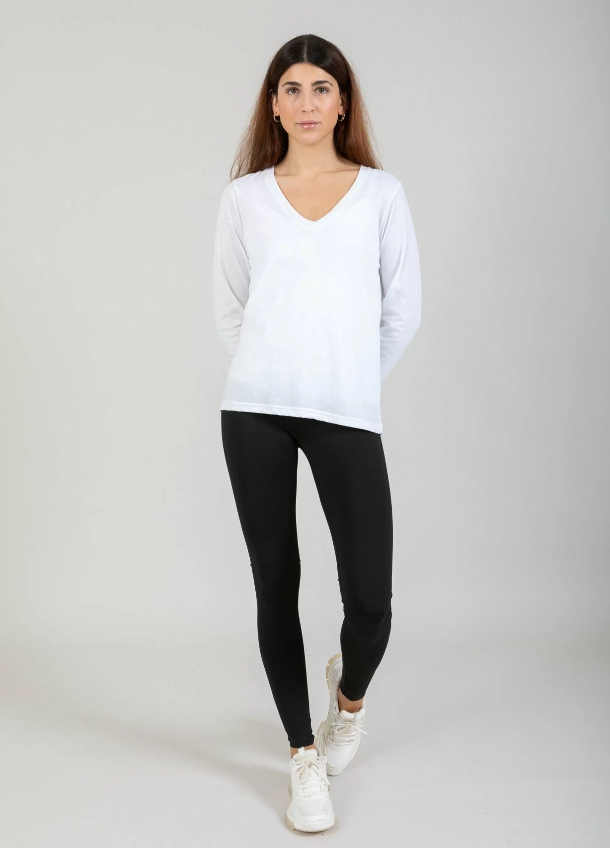 Coster Copenhagen Cc Heart Long Sleeve V-Neck T-Shirt White Flash Sale