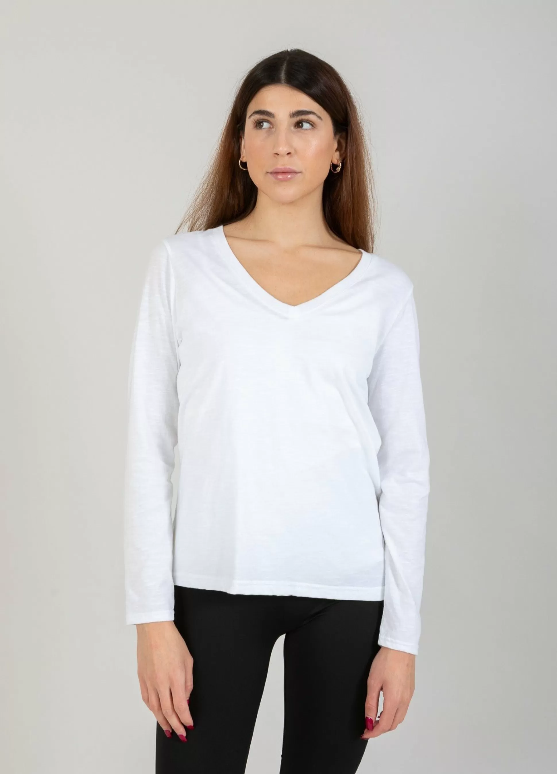 Coster Copenhagen Cc Heart Long Sleeve V-Neck T-Shirt White Hot