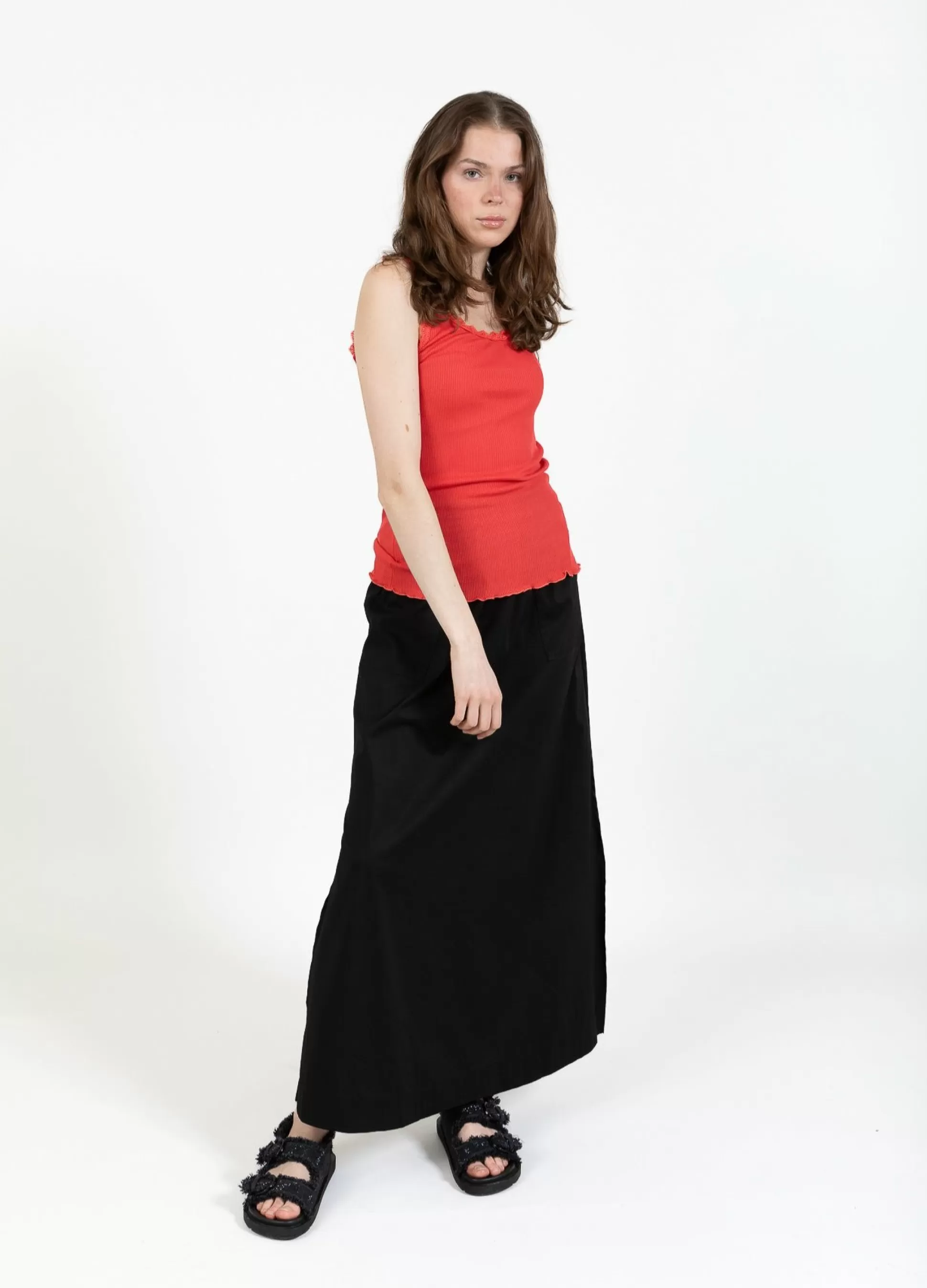 Coster Copenhagen Cc Heart Silk Camisole With Lace Poppy Red Store