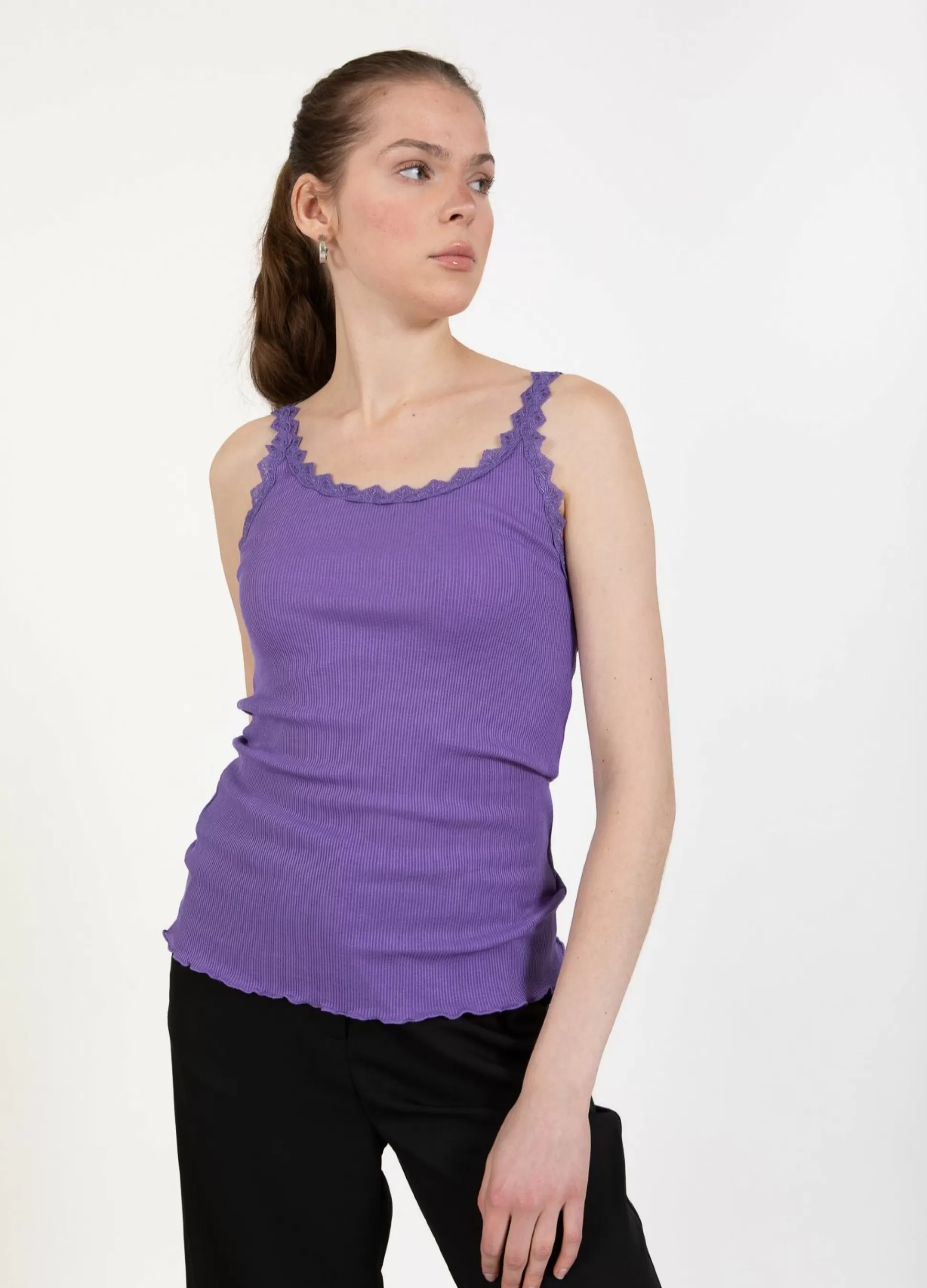 Coster Copenhagen Cc Heart Silk Camisole With Lace Warm Purple Fashion