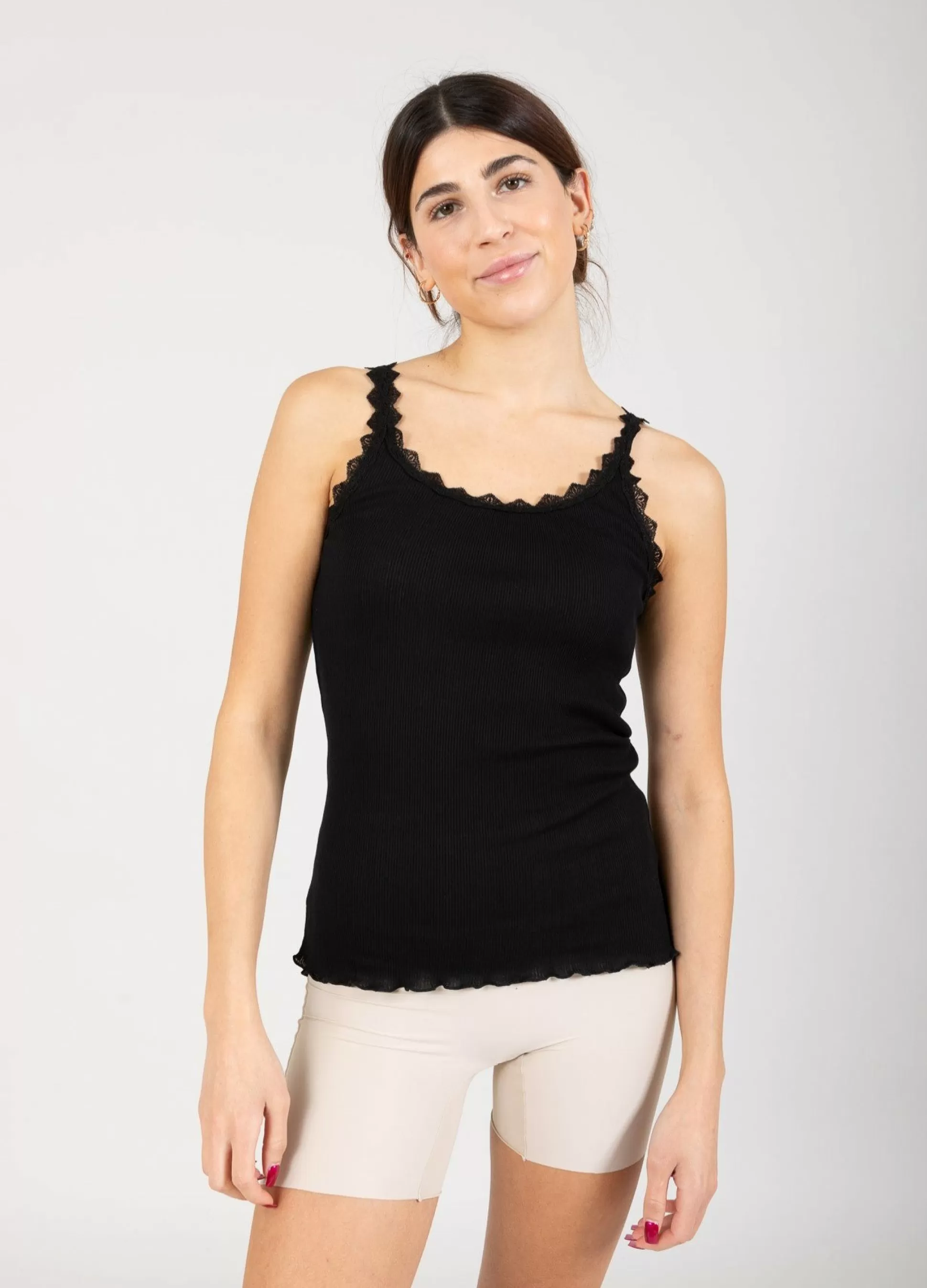 Coster Copenhagen Cc Heart Silk Camisole With Lace Black Best