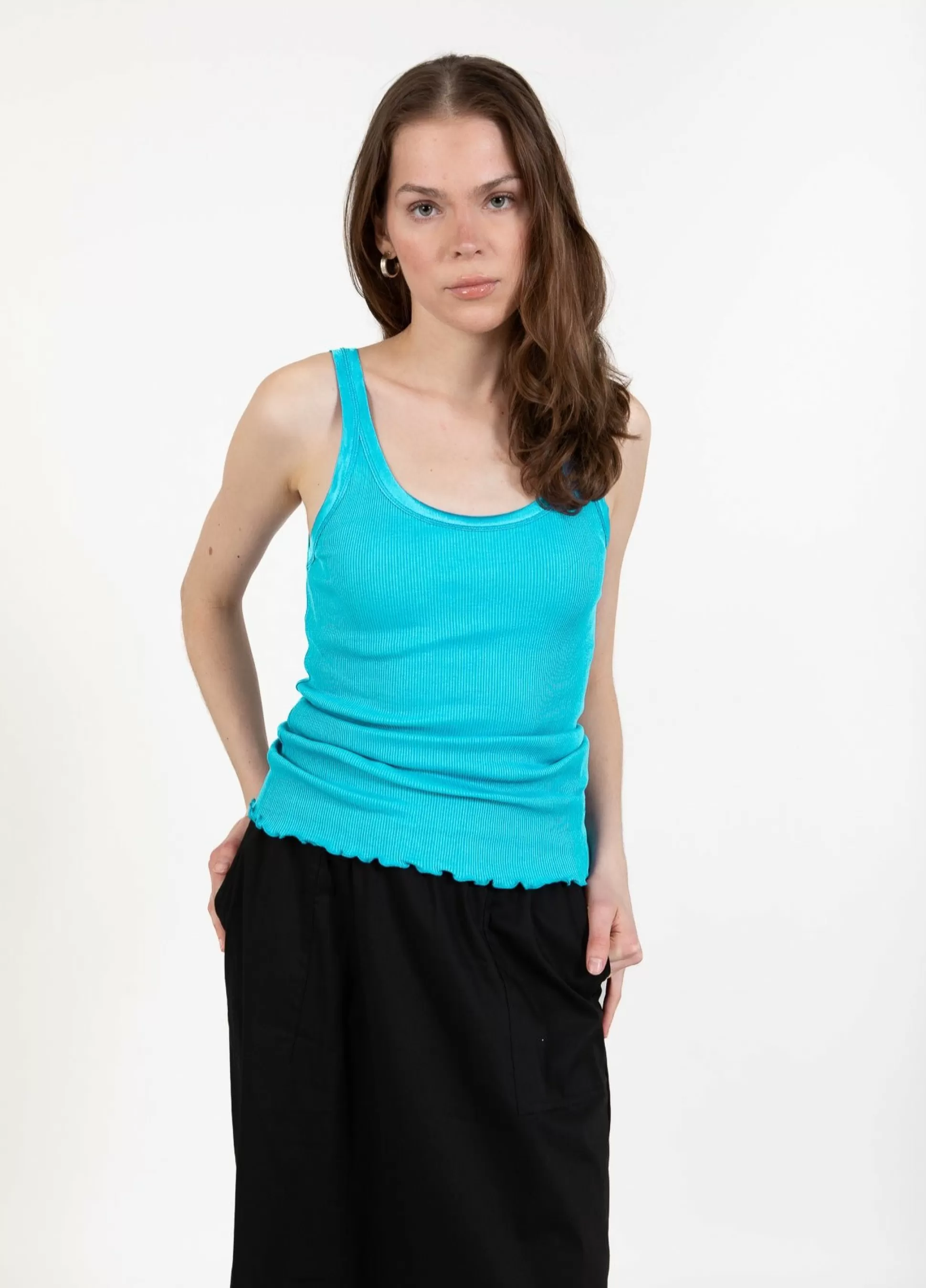 Coster Copenhagen Cc Heart Silk Strappy Top Aqua Blue Fashion