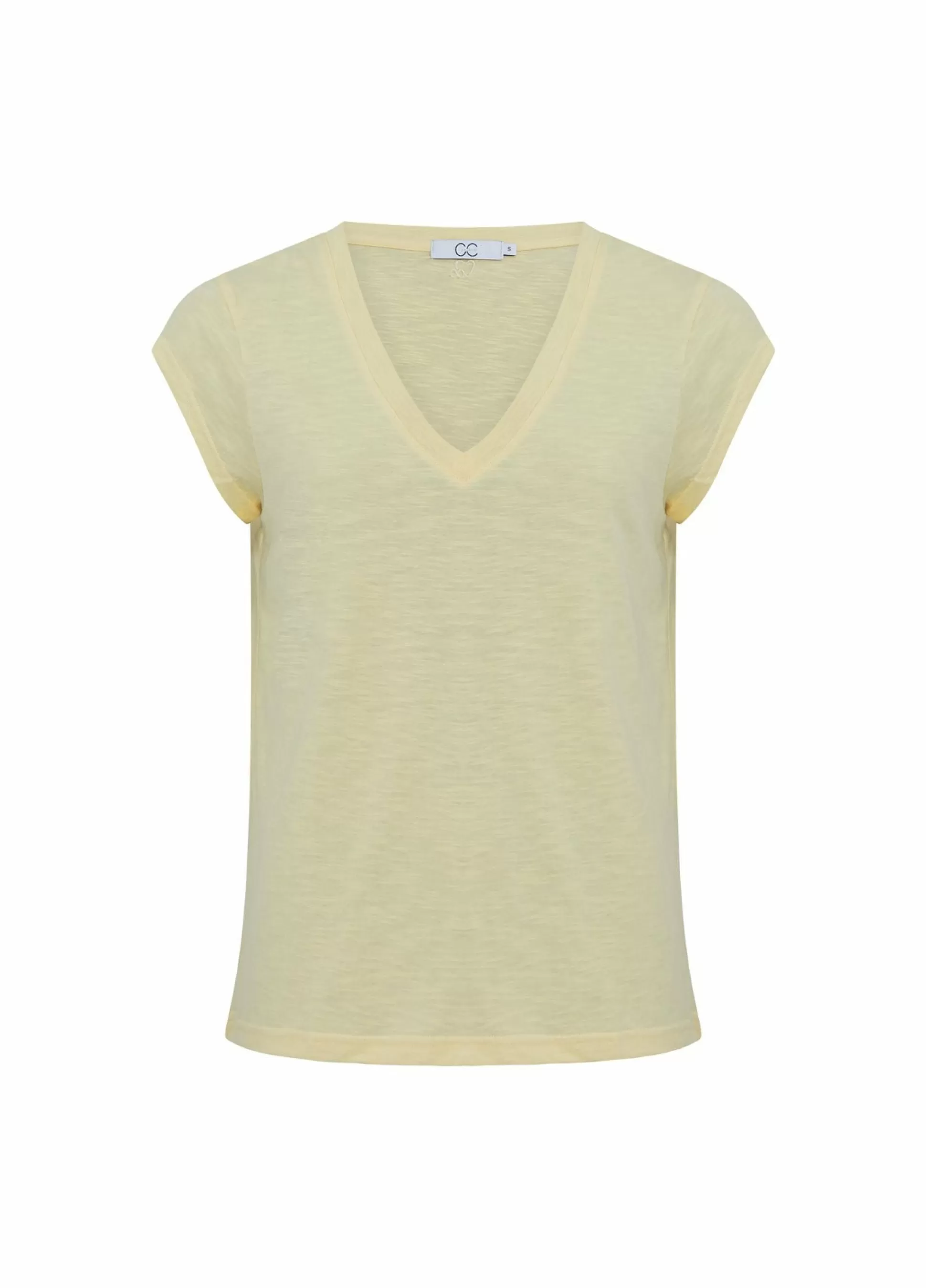 Coster Copenhagen Cc Heart V-Neck T-Shirt Light Yellow Discount