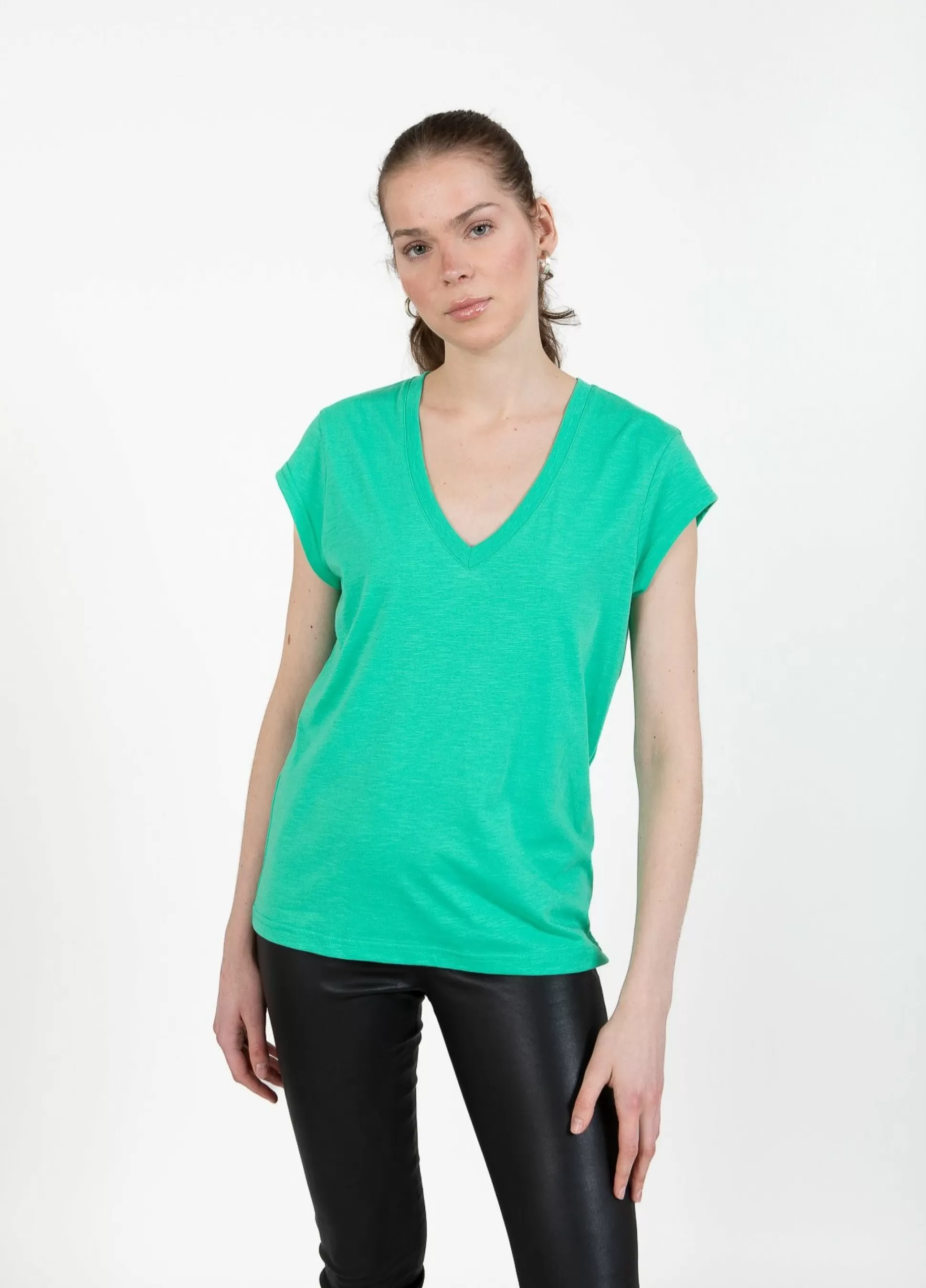 Coster Copenhagen Cc Heart V-Neck T-Shirt Clover Green Store