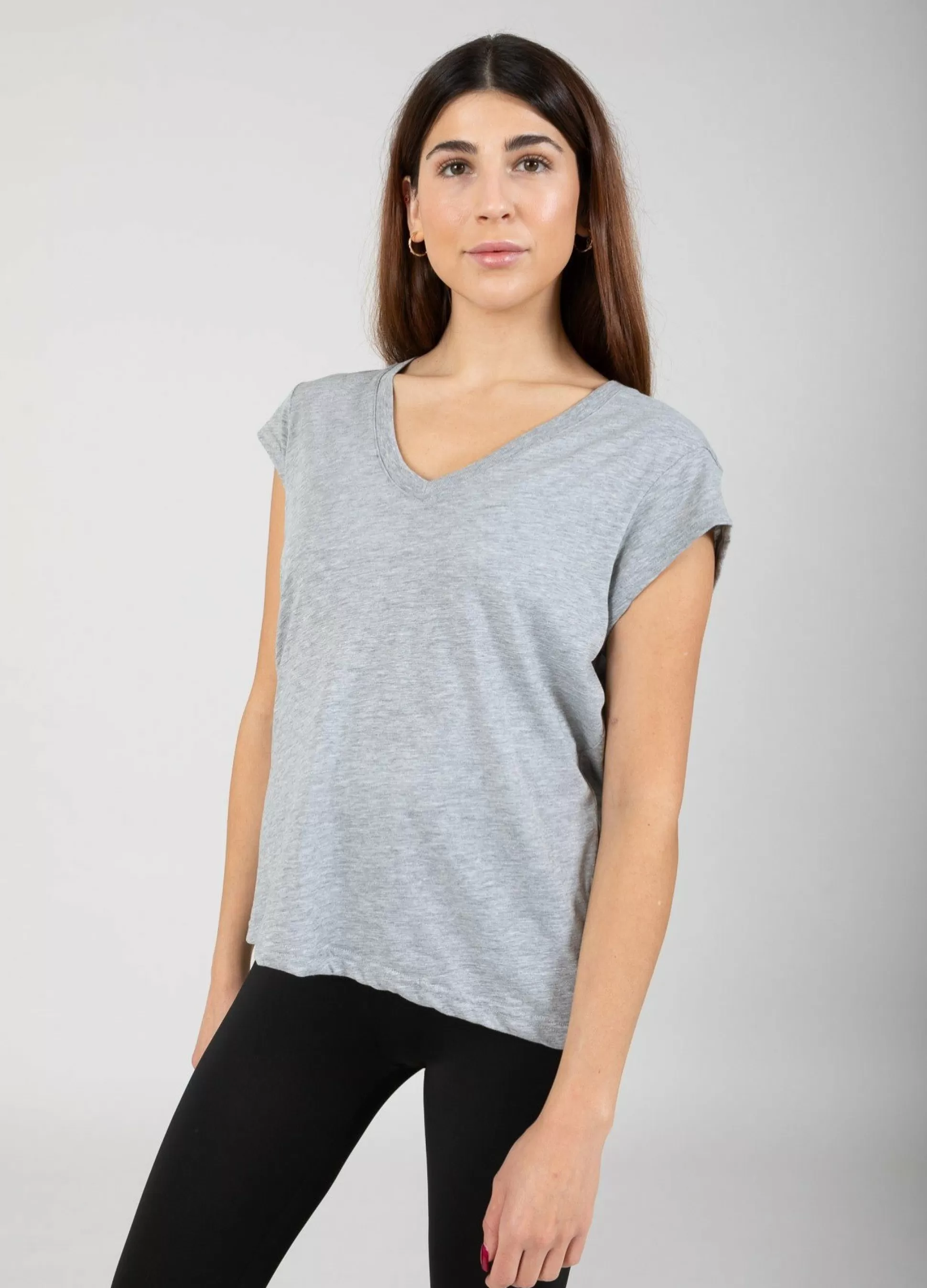 Coster Copenhagen Cc Heart V-Neck T-Shirt Light Grey Melange Store