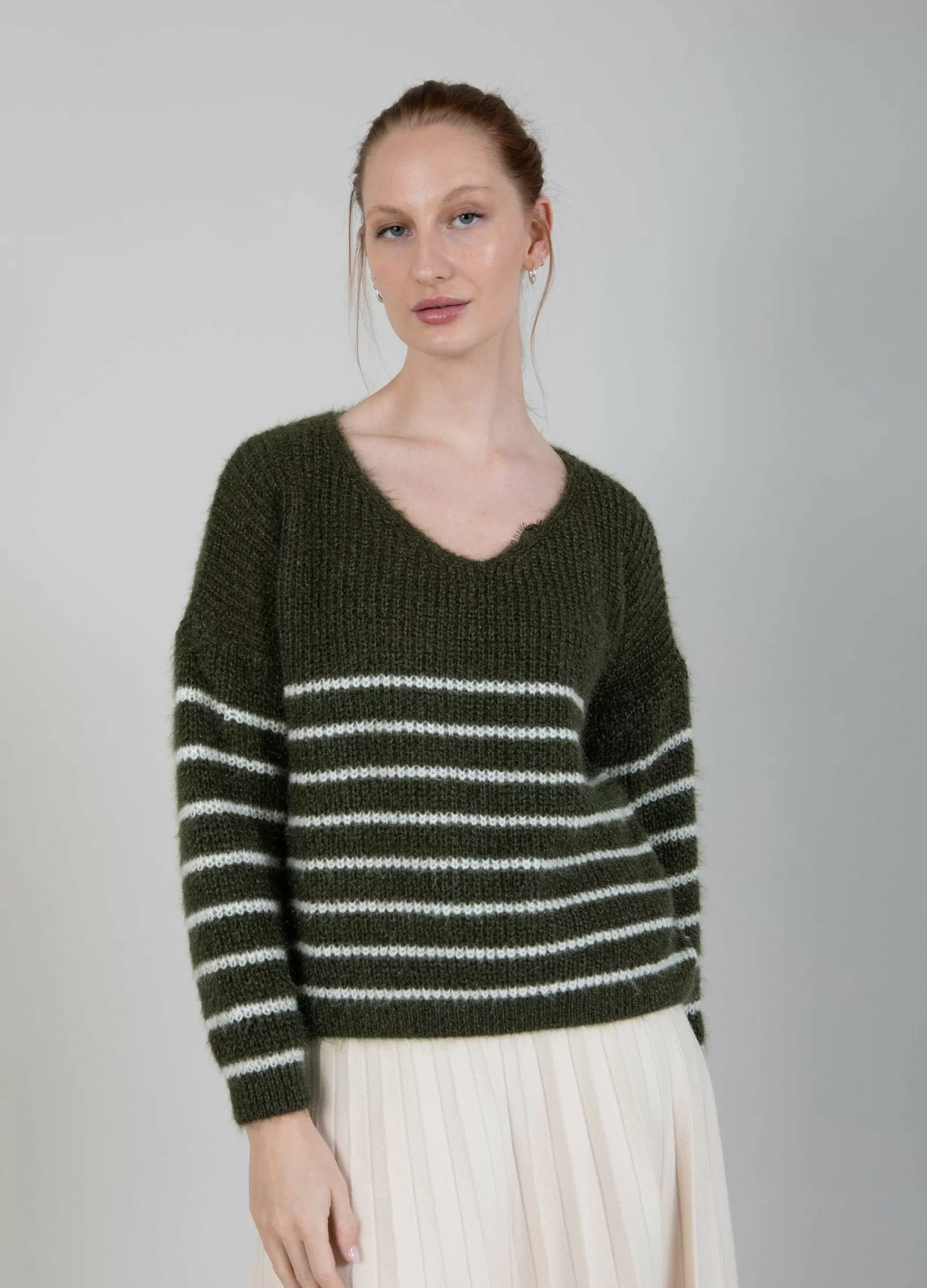 Coster Copenhagen Knit With Stripes Dark Green Shop