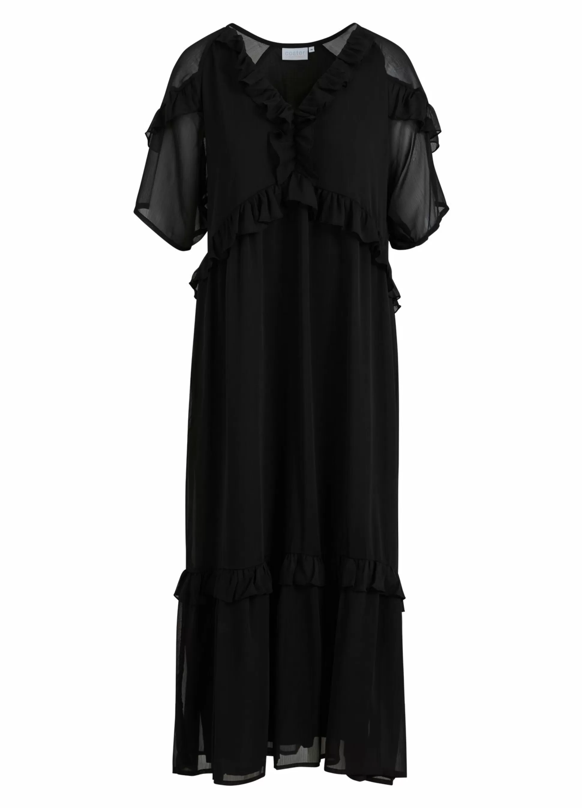 Coster Copenhagen Long Dress W. Frills Black Hot