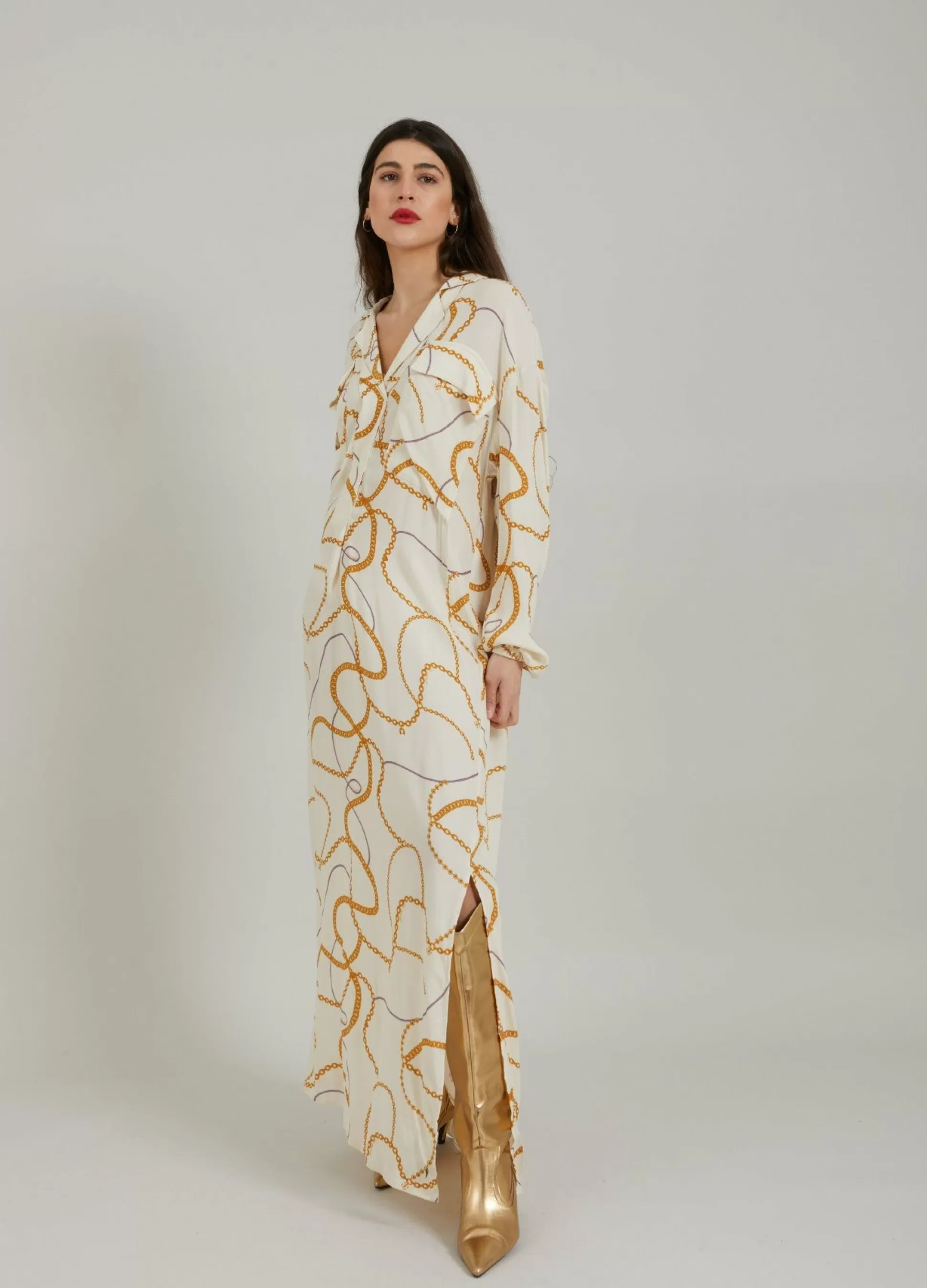 Coster Copenhagen Long Shirt Dress W. Chain Print Cheap