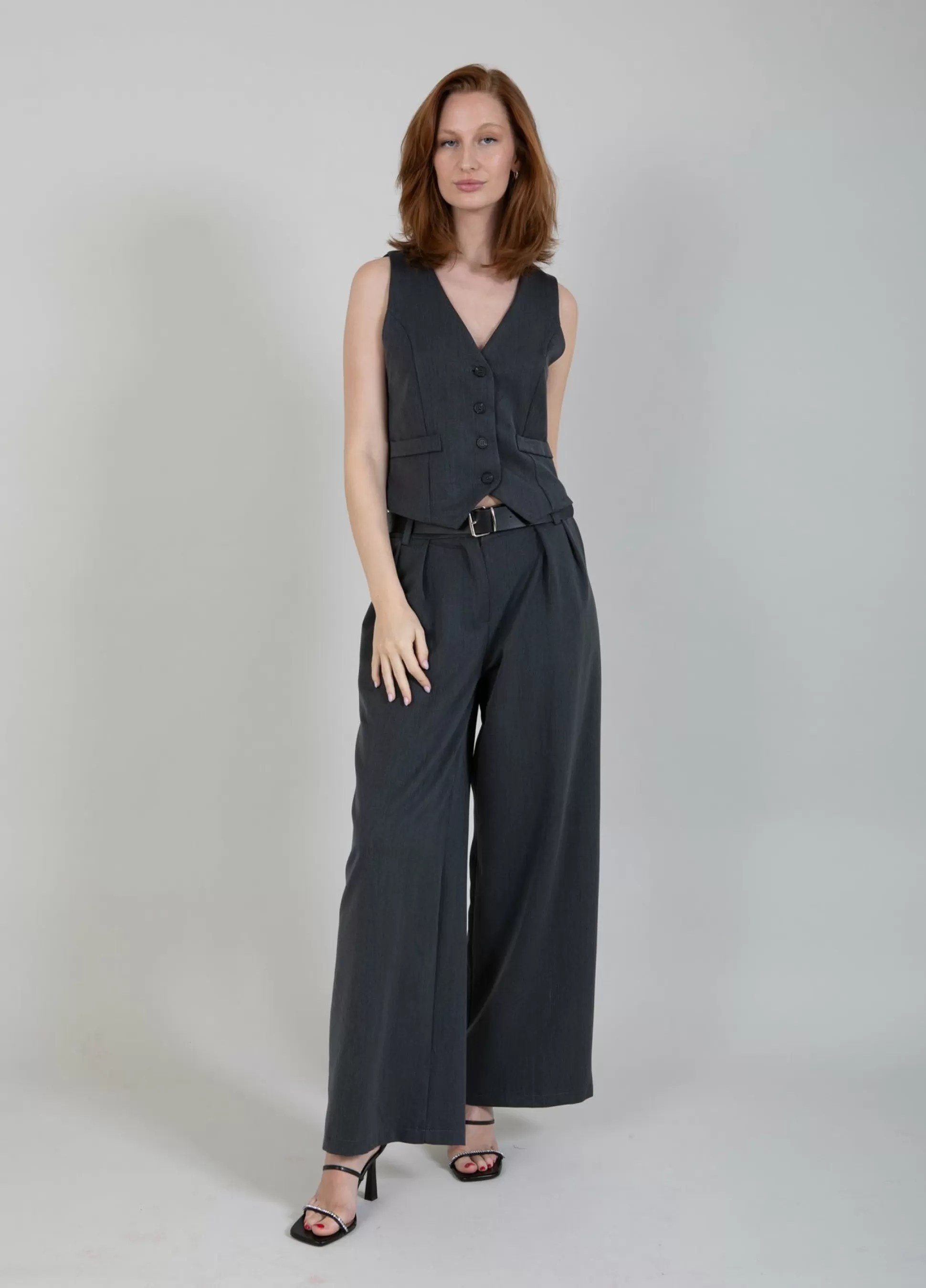 Coster Copenhagen Pants In Grey Melange With Belt Sale