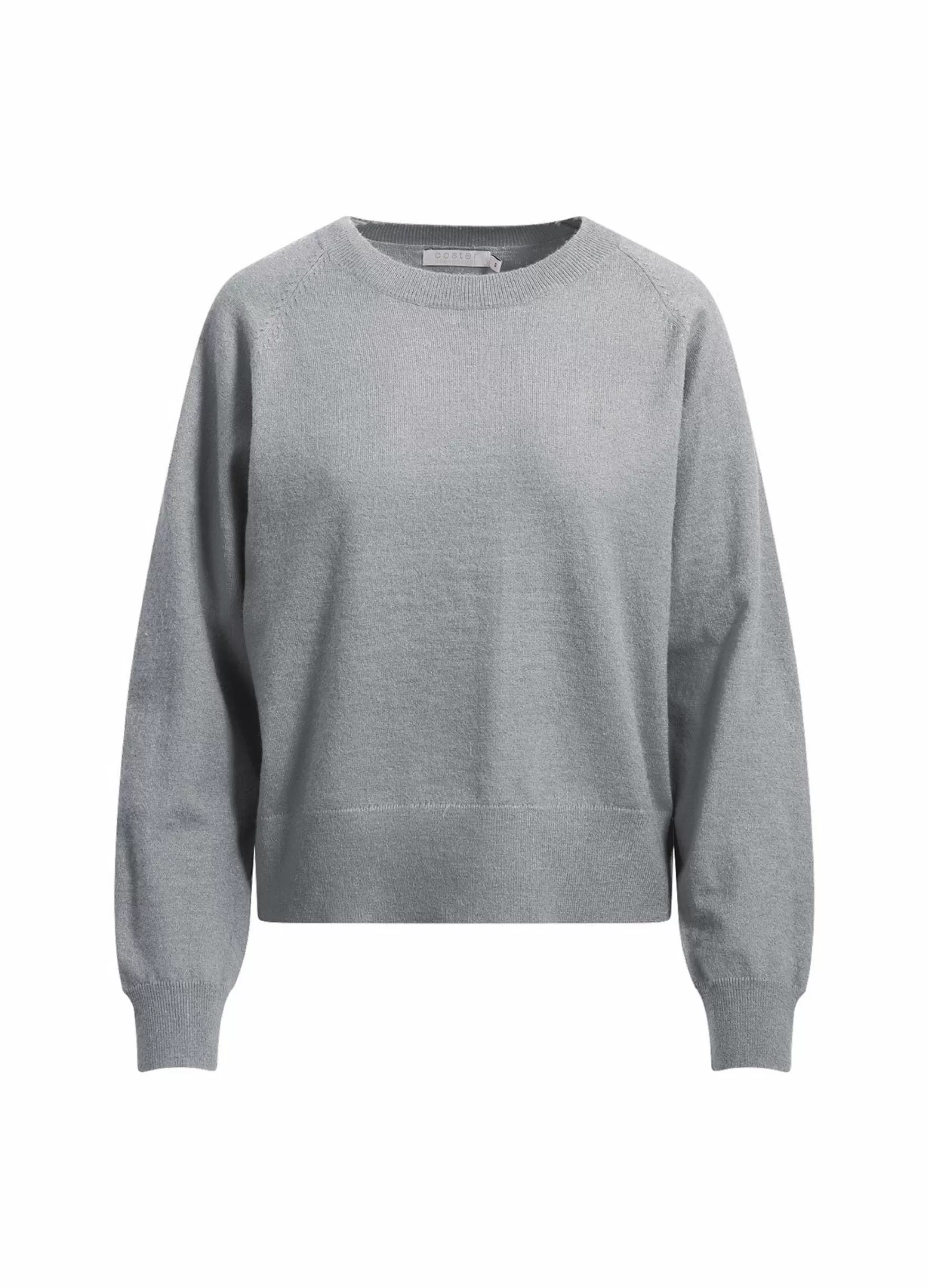 Coster Copenhagen Short O Neck Knit Light Grey Melange Fashion