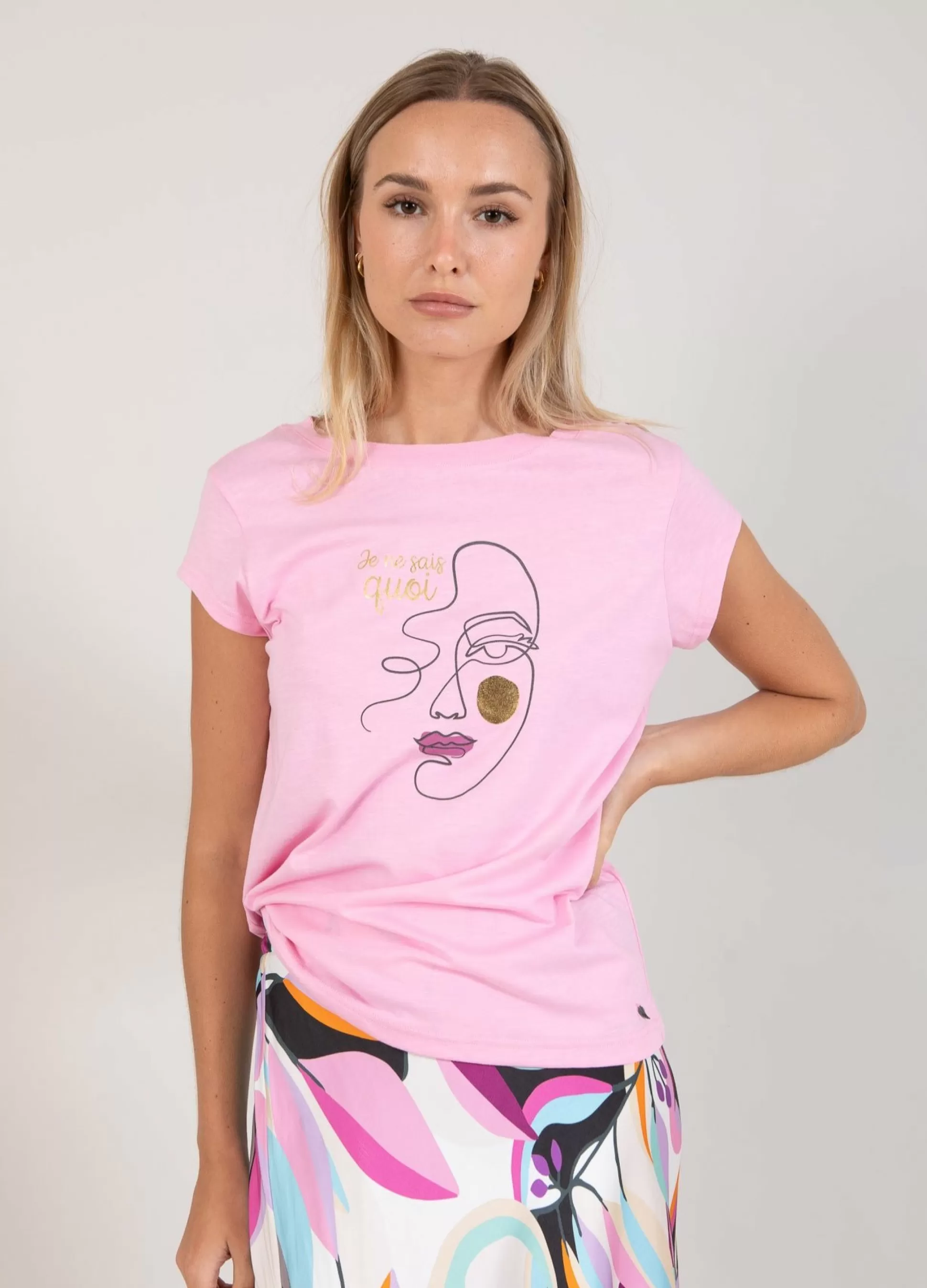 Coster Copenhagen T-Shirt With Face Print Baby Pink Hot