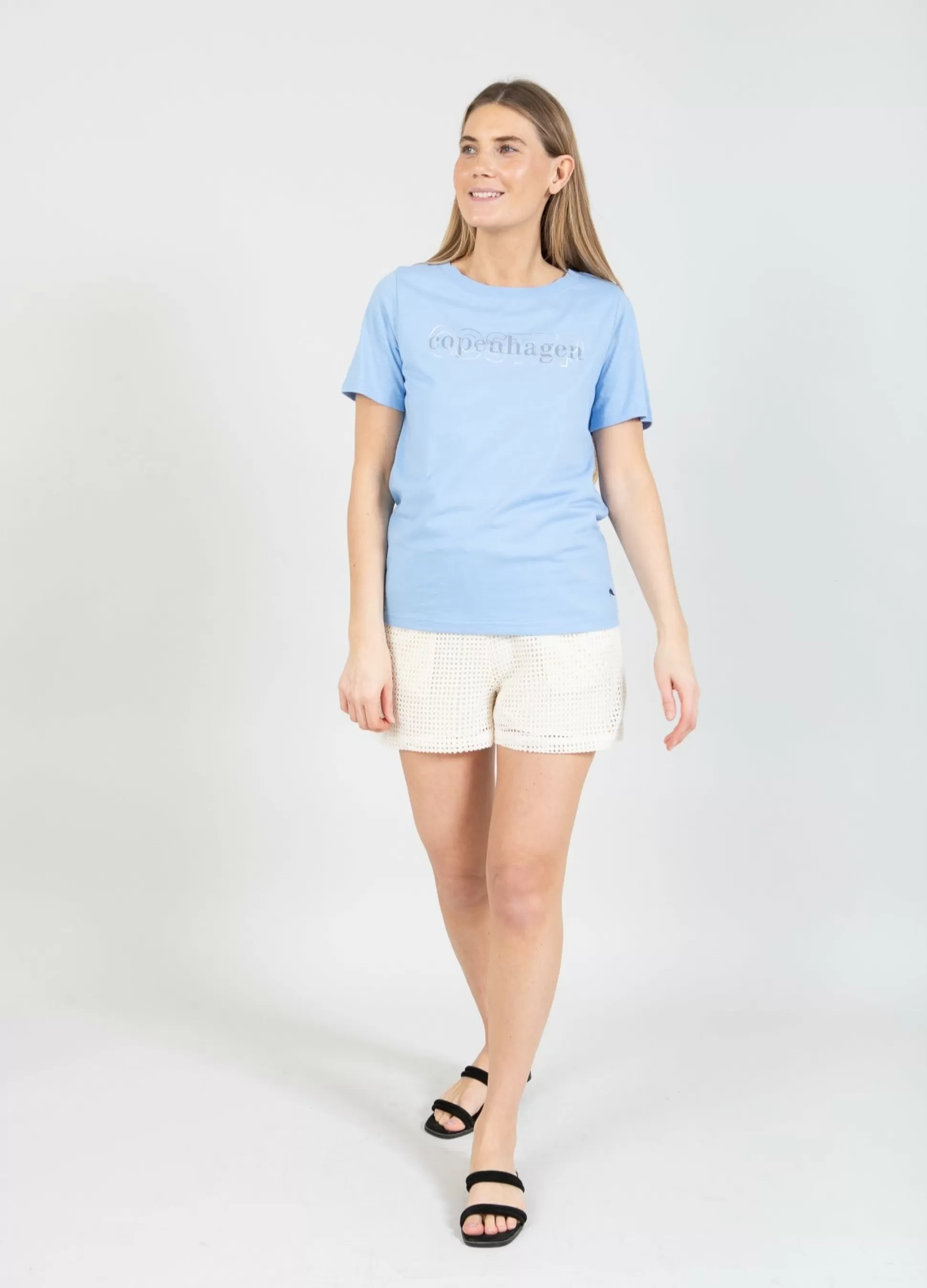 Coster Copenhagen T-Shirt With Logo Bright Sky Blue Discount