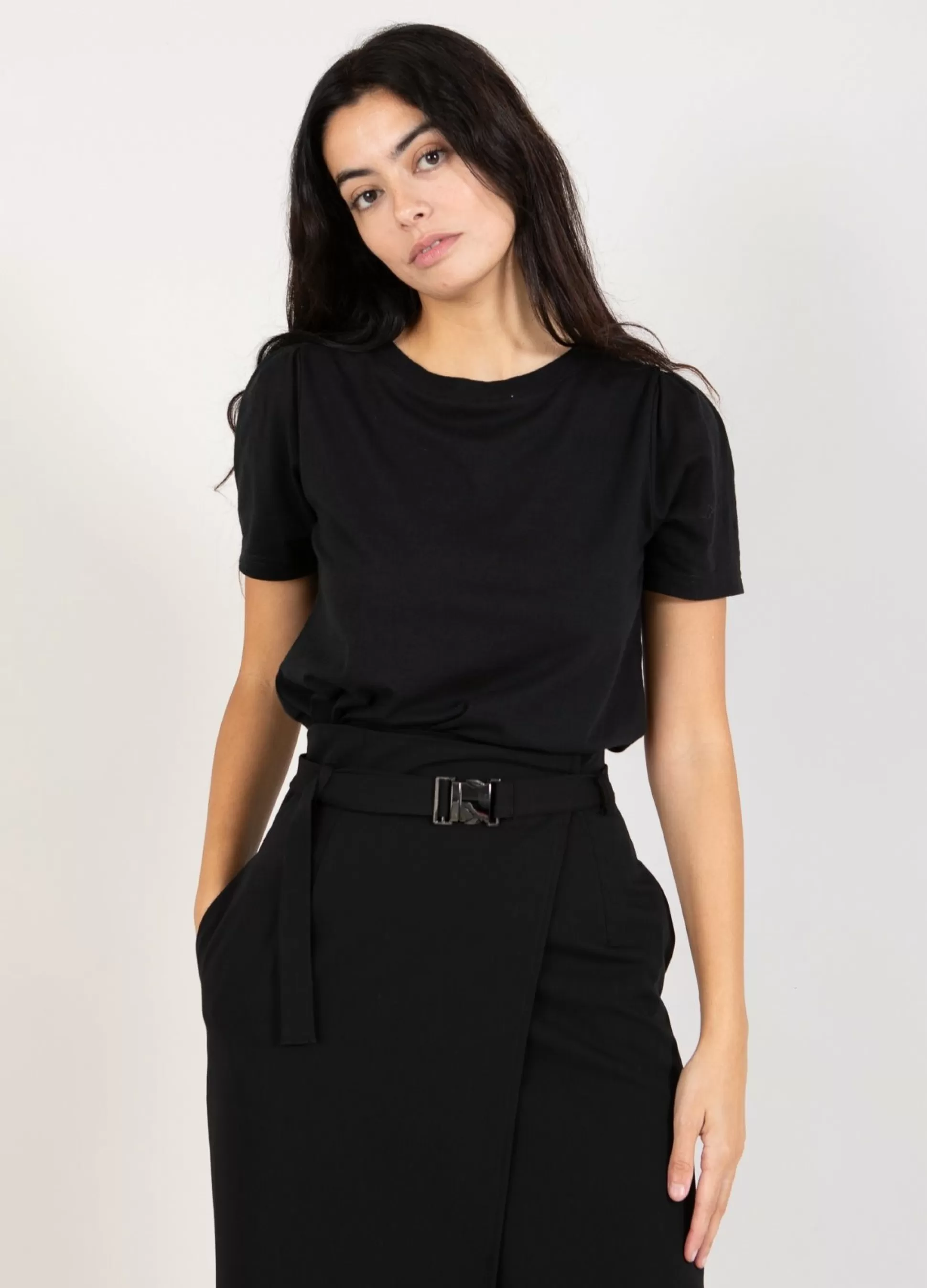 Coster Copenhagen T-Shirt With Pleats Black Store