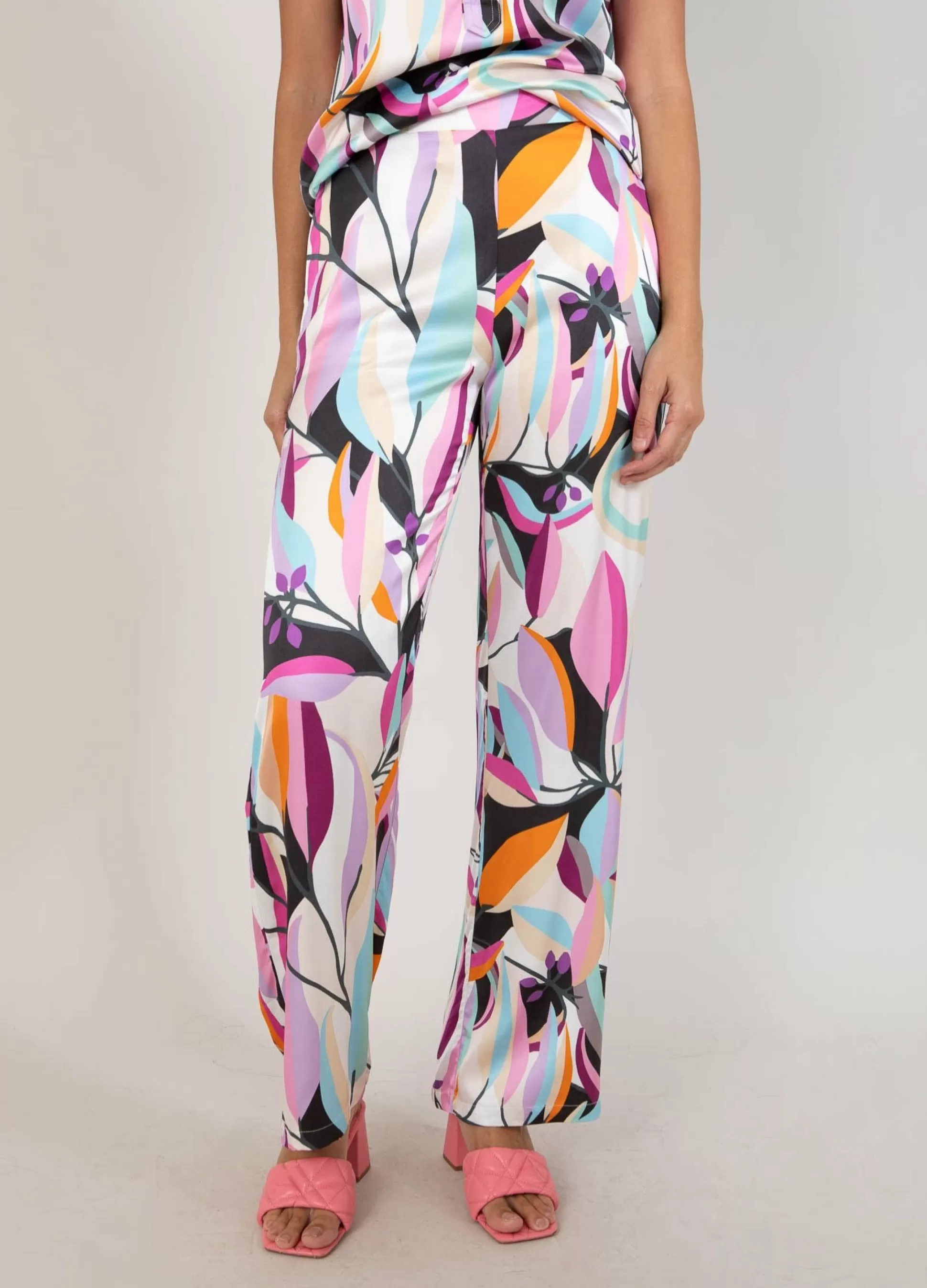 Coster Copenhagen Wide Pants In Multi Leaf Print Cheap